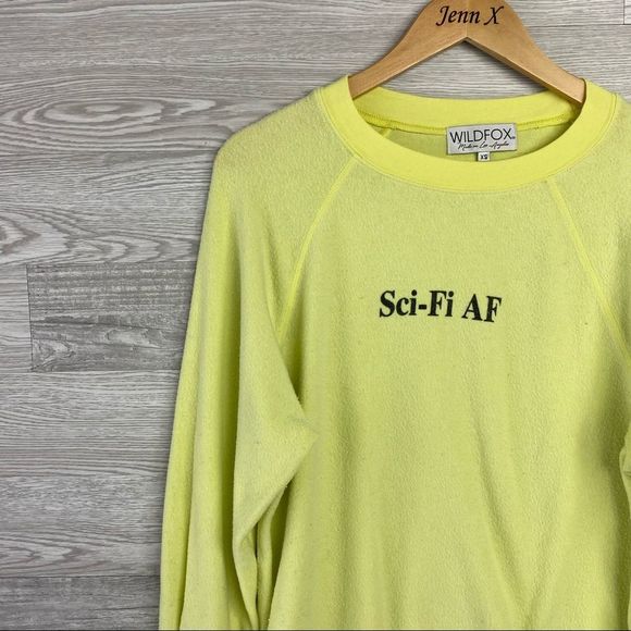 Wild Fox Sci-fi Yellow Long Sleeve sweater Rare - Picture 5 of 9